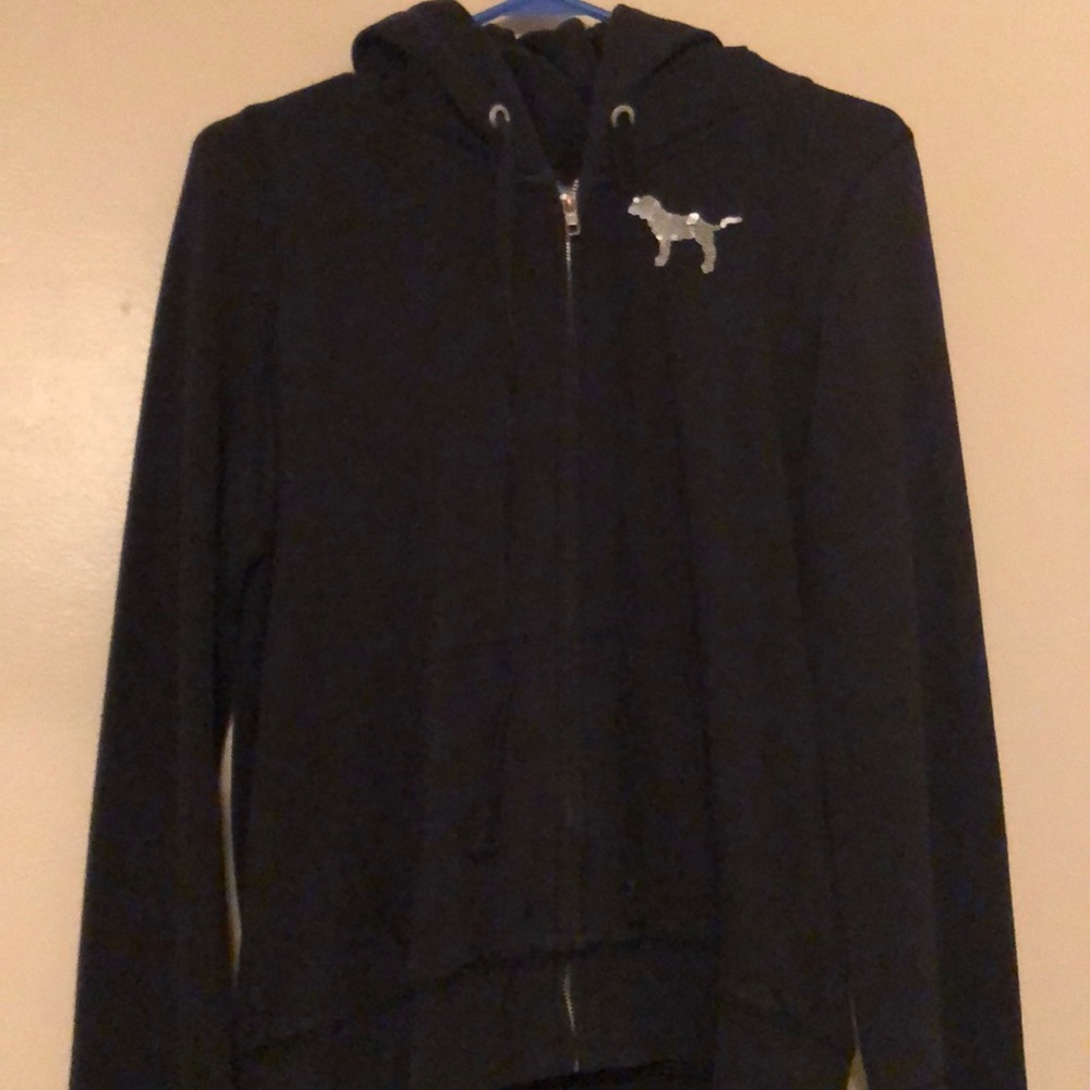VS PINK zip up hoodie with sequins